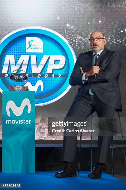 Telefonica Director Emilio Gallo attends the 'MVP Movistar de la Liga Endesa 2016-2017' award at the Telefonica Las Tablas on May 23, 2017 in Madrid,...