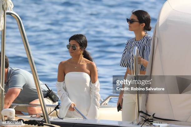 Kendall Jenner and Kourtney Kardashian are spotted during the 70th annual Cannes Film Festival at on May 23, 2017 in Cannes, France.