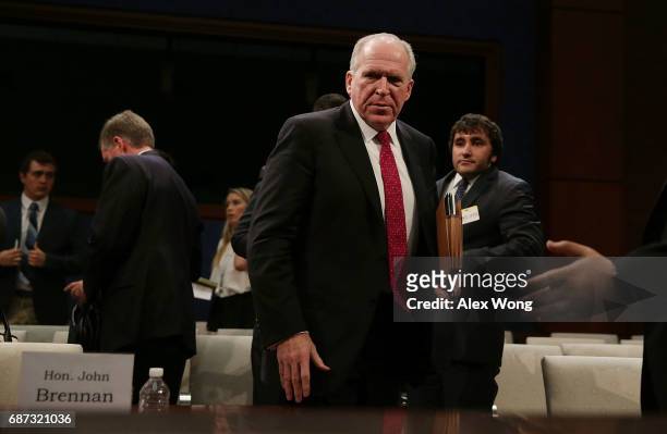 Former Director of the U.S. Central Intelligence Agency John Brennan leaves after he testified at an opened session before the House Permanent Select...