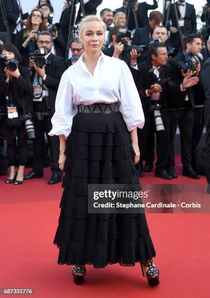 Emmanuelle Beart attends the 70th Anniversary of the 70th annual Cannes Film Festival at Palais des Festivals on May 23, 2017 in Cannes, France.