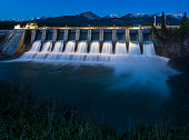 Seebe Hydroelectric Dam near Exshaw at Night
