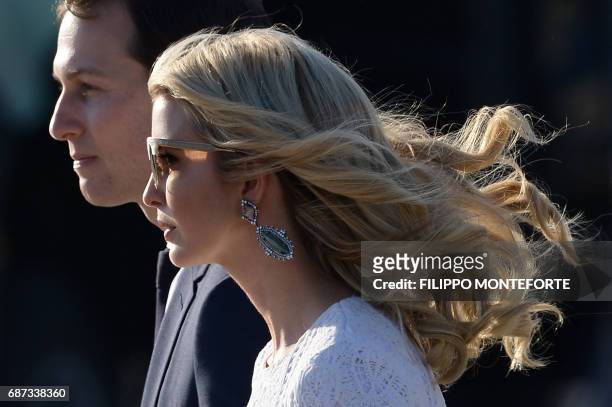 Ivanka Trump, daughter of US President Donald Trump, her husband Jared Kushner, senior adviser to Trump arrive at Rome's Fiumicino Airport on May 23,...