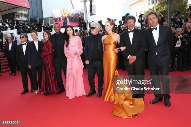 Park Chan-woo, Maren Ade, Will Smith, Agnes Jaoui, Fan Bingbing, Pedro Almodovar, Jessica Chastain, Gabriel Yared and Paolo Sorrentino attend the...
