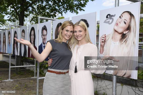 Lea Marlen Woitack and Valentina Pahde pose during the portrait exhibition to celebrate 25th anniversary of tv series 'Gute Zeiten, schlechte Zeiten'...