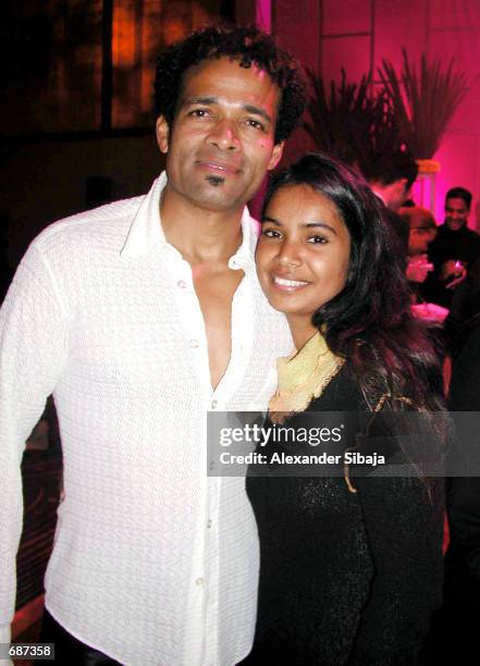 Actor Mario Van Peebles poses with his friend Chitra Sukhu during the after-party for "Ali" at the Grand Ballroom of the Kodak Theater December 12,...