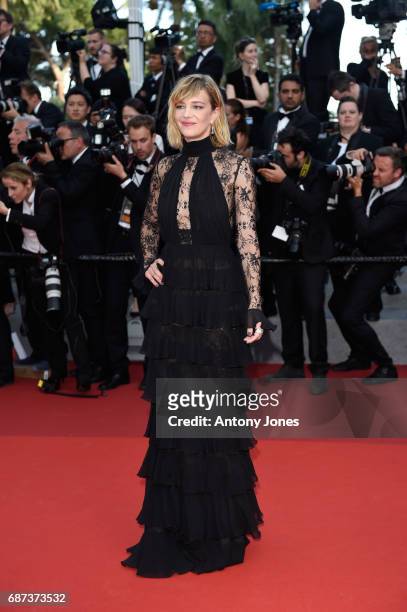 Celine Sallette attends the 70th Anniversary of the 70th annual Cannes Film Festival at Palais des Festivals on May 23, 2017 in Cannes, France.