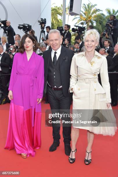 Tonie Marshall, Jean-Paul Gaultier and Valerie Donzelli attends the 70th Anniversary screening during the 70th annual Cannes Film Festival at Palais...