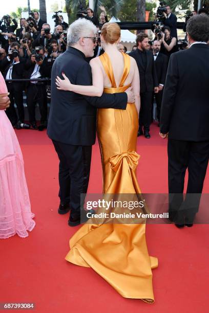 Jury member Jessica Chastain and president of the jury Pedro Almodovar attend the 70th Anniversary screening during the 70th annual Cannes Film...