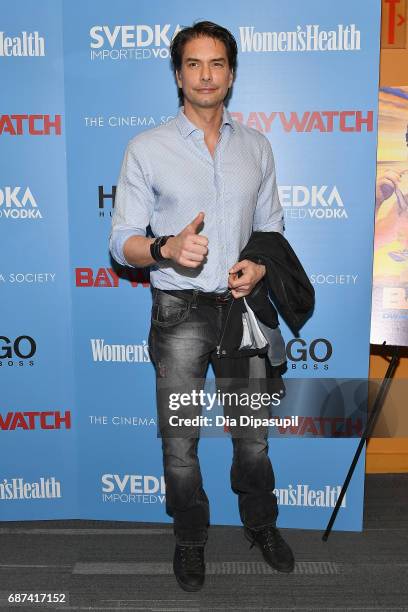 Marcus Schenkenberg attends The Cinema Society's Screening Of "Baywatch" at Landmark Sunshine Cinema on May 22, 2017 in New York City.