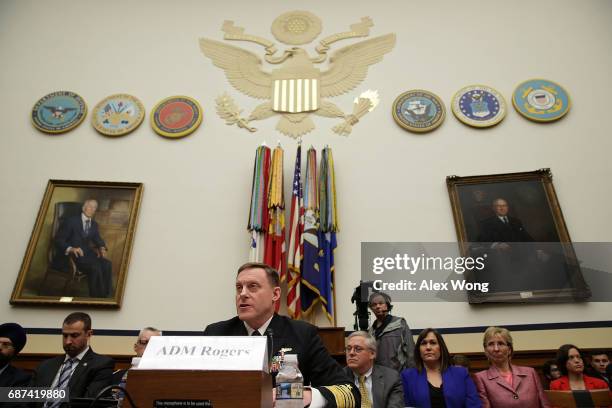 Adm. Michael Rogers, Director of National Security Agency and Commander of the U.S. Cyber Command, testifies during a hearing before the Emerging...