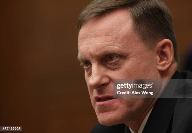 Adm. Michael Rogers, Director of National Security Agency and Commander of the U.S. Cyber Command, testifies during a hearing before the Emerging...