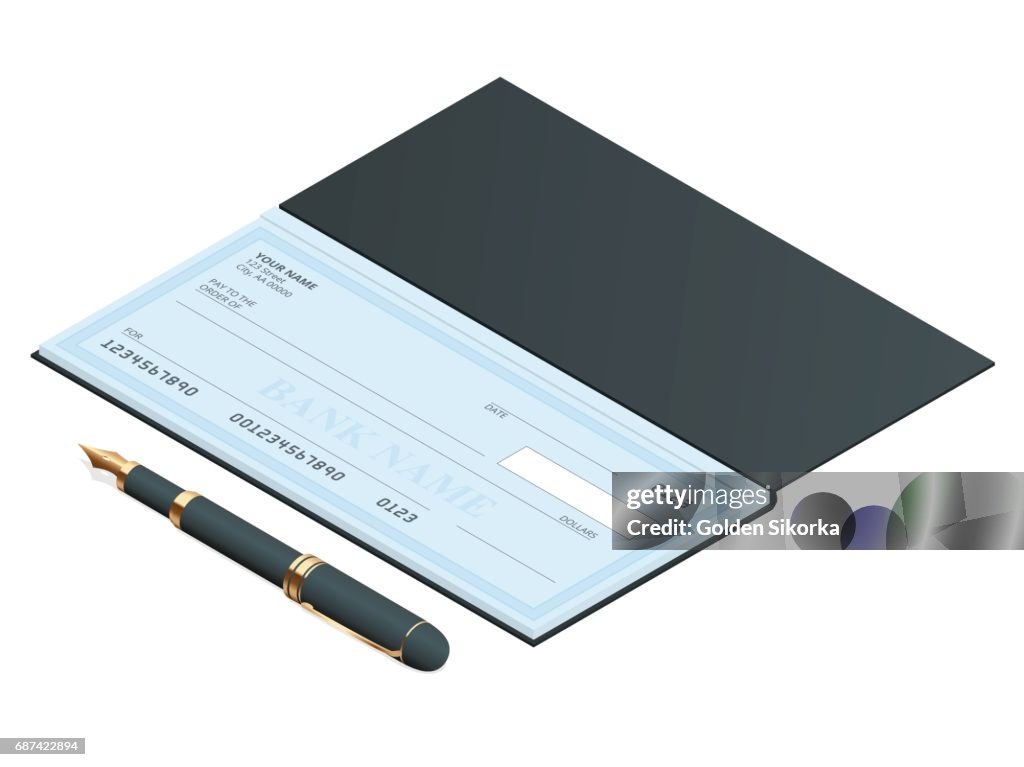 Checks Drawing/design Bank Check With Modern Design Flat Isometric Illustration Cheque Book ...