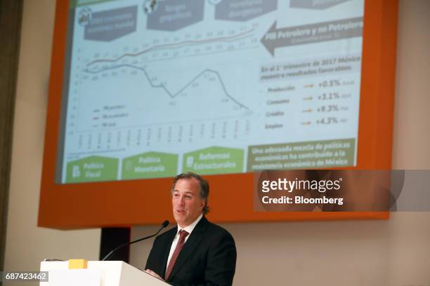 Jose Antonio Meade, Mexico's finance minister, speaks during the Latin American Cities Conference in Mexico City, Mexico, on Tuesday, May 23, 2017....