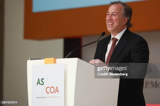 Jose Antonio Meade, Mexico's finance minister, smiles during the Latin American Cities Conference in Mexico City, Mexico, on Tuesday, May 23, 2017....