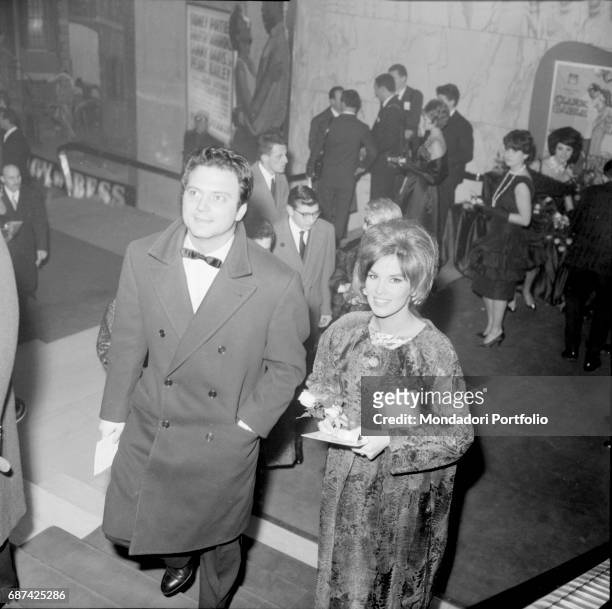 Italian actor Franco Interlenghi and his wife Italian actress Antonella Lualdi at Silver Ribbons award ceremony. Milan, 1961