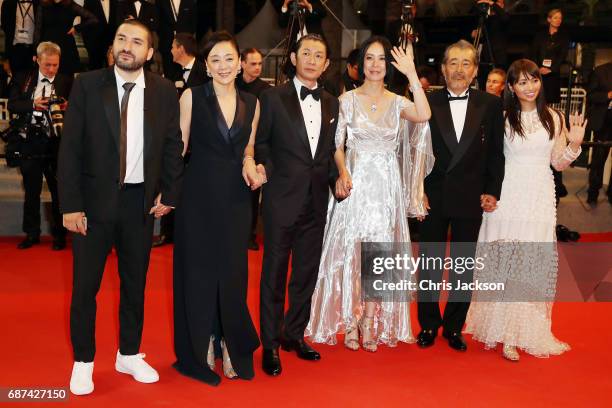 Ayame Misaki, Tatsuya Fuji, director Naomi Kawase, Asatoshi Nagase, Misuzu Kanno and Ibrahim Maalouf attend the "Hikari " screening during the 70th...