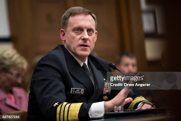 Admiral Michael Rogers, Director of the National Security Agency and commander of U.S. Cyber Command, testifies during a House Armed Services...