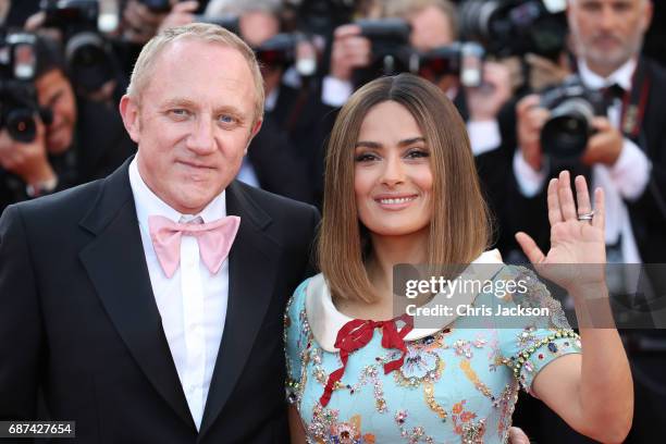 Actor Salma Hayek and Francois-Henri Pinault attend the 70th Anniversary of the 70th annual Cannes Film Festival at Palais des Festivals on May 23,...