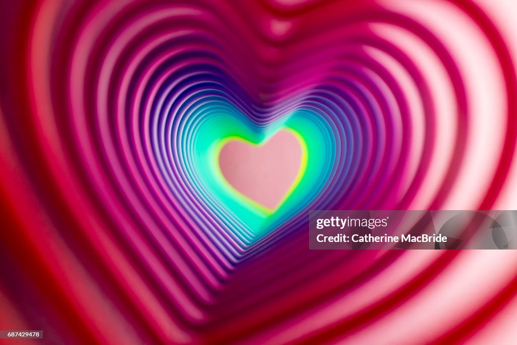 Heart shaped rainbow tunnel