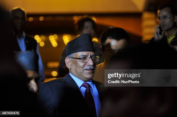 Prime Minister of Nepal, Pushpa Kamal Dahal, returns as Parliament special speech rescheduled tomorrow in Kathmandu, Nepal on Tuesday, May 23, 2017.