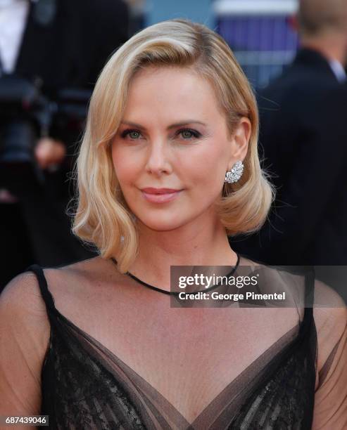 Charlize Theron attends the 70th Anniversary screening during the 70th annual Cannes Film Festival at Palais des Festivals on May 23, 2017 in Cannes,...