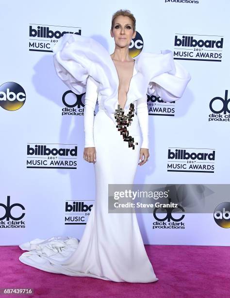 Celine Dion poses at the 2017 Billboard Music Awards at T-Mobile Arena on May 21, 2017 in Las Vegas, Nevada.