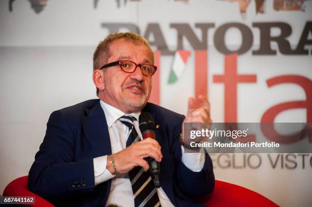 The President of Lombardy Roberto Maroni answering the citizens' questions at the meeting "Presidente mi spieghi_Ý", during the event "Panorama...