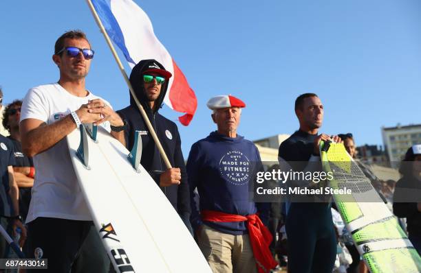 Joan Duru of France looks on during the Men's Main Round Heats on day four of the ISA World Surfing Games 2017 at Grande Plage on May 23, 2017 in...