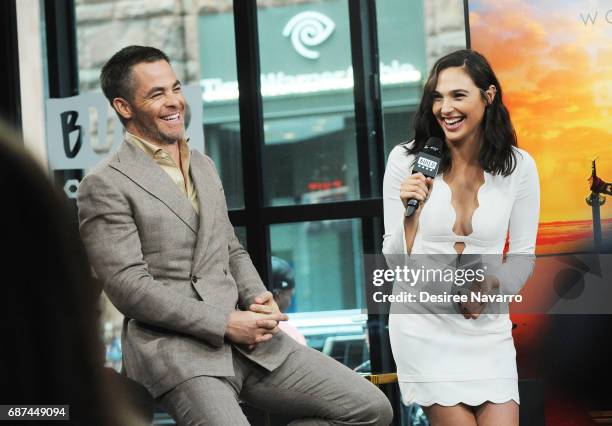 Actors Chris Pine and Gal Gadot attend Build The Cast of 'Wonder Woman' at Build Studio on May 23, 2017 in New York City.