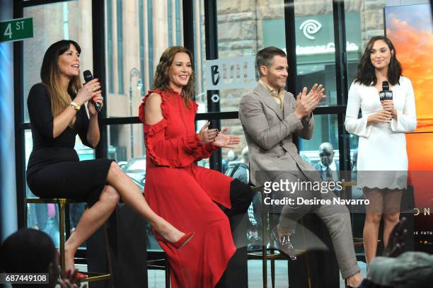 Director Patty Jenkins, actors Connie Nielsen, Chris Pine and Gal Gadot attend Build The Cast of 'Wonder Woman' at Build Studio on May 23, 2017 in...