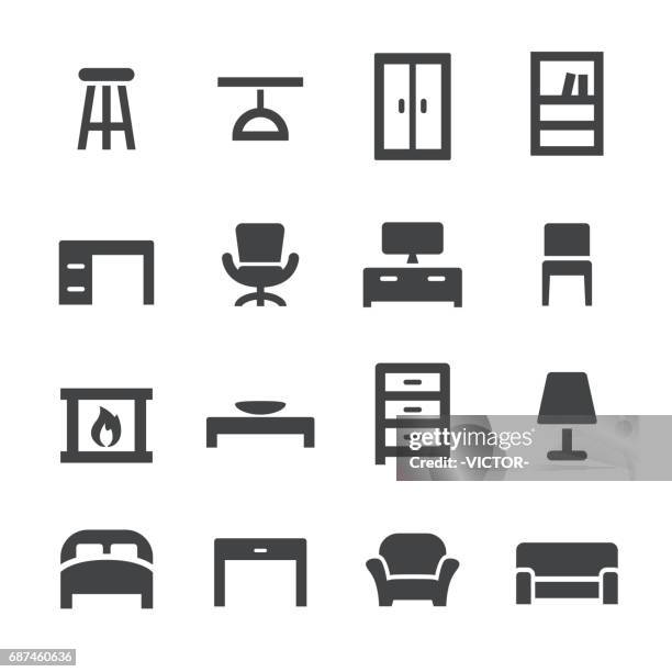ilustrações de stock, clip art, desenhos animados e ícones de home and furniture icons - acme series - cadeira de braços
