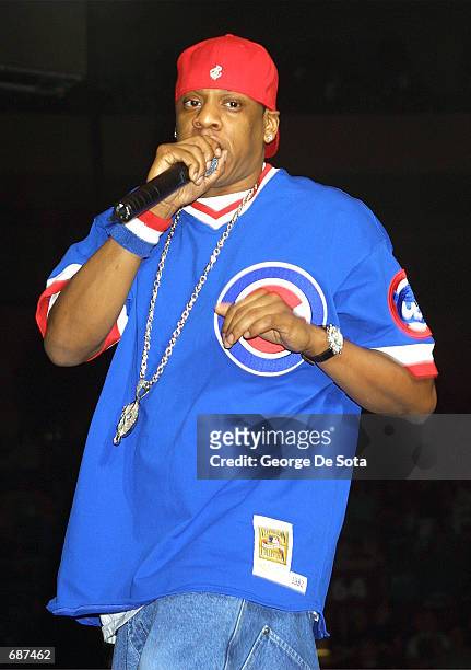 Singer Jay-Z performs at the Z-100 Jingle Ball December 13, 2001 at Madison Square Garden New york City.