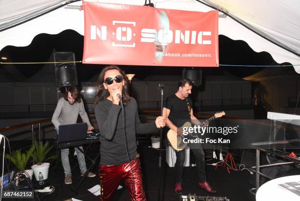 Jean Yves Pecoraro performs with the No Sonic band during the Technikart Boat Party during the 70th annual Cannes Film Festival on May 22, 2017 in...