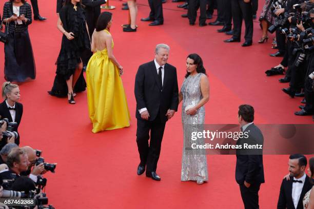 Al Gore and Elizabeth Keadle attend the 70th Anniversary of the 70th annual Cannes Film Festival at Palais des Festivals on May 23, 2017 in Cannes,...