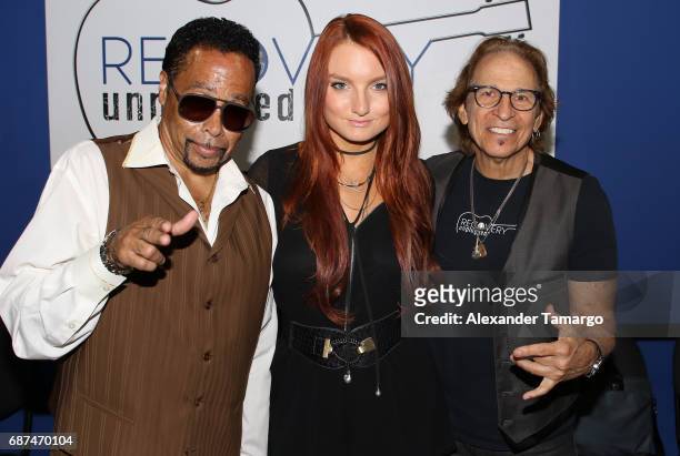Morris Day, Kendra Erika and Richie Supa pose at Recovery Unplugged Treatment Center on May 23, 2017 in Ft. Lauderdale, Florida.