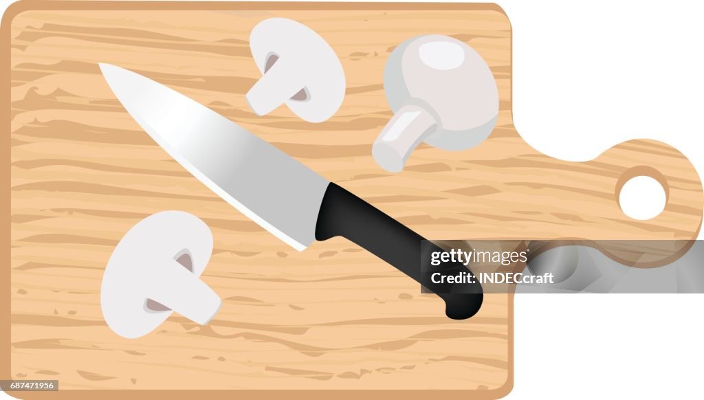 Cutting Board With Knife Mushroom