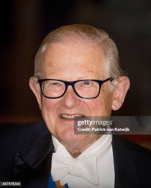 Pieter van Vollenhoven of The Netherlands leave after the gala dinner for the Corps Diplomatic at the Royal Palace on May 23, 2017 in Amsterdam,...