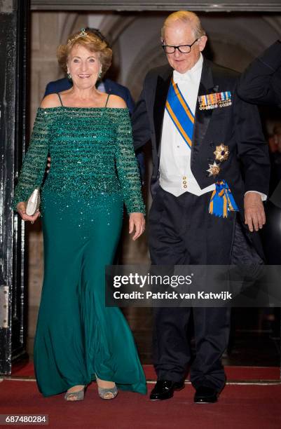 Princess Margriet and her husband Pieter van Vollenhoven of The Netherlands leave after the gala dinner for the Corps Diplomatic at the Royal Palace...