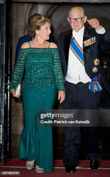 Princess Margriet and her husband Pieter van Vollenhoven of The Netherlands leave after the gala dinner for the Corps Diplomatic at the Royal Palace...