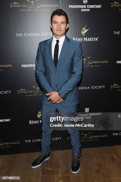 Orlando Bloom attends a screening of "Pirates Of The Caribbean: Dead Men Tell No Tales" hosted by The Cinema Society at Crosby Street Hotel on May...