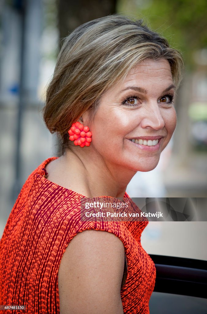 Queen Maxima Of The Netherlands Attends Symposium Wijzer In Geldzaken In Amsterdam