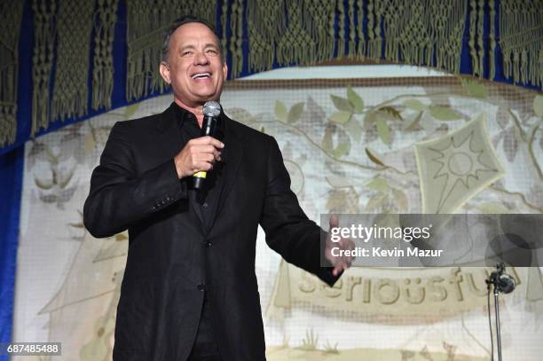 Tom Hanks speaks onstage during the SeriousFun Children's Network Gala at Pier 60 on May 23, 2017 in New York City.