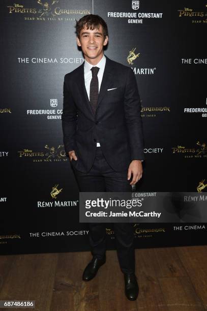 Brenton Thwaites attends a screening of "Pirates Of The Caribbean: Dead Men Tell No Tales" hosted by The Cinema Society at Crosby Street Hotel on May...
