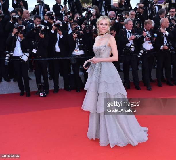 German actress Diane Kruger arrives for the 70th Anniversary Ceremony of Cannes Film Festival in Cannes, France on May 23, 2017.