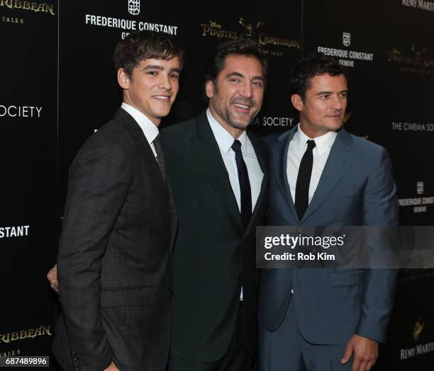 Brenton Thwaites, Javier Bardem and Orlando Bloom attend the screening for "Pirates of The Caribbean: Dead Men Tell No Tales" presented by Remy...