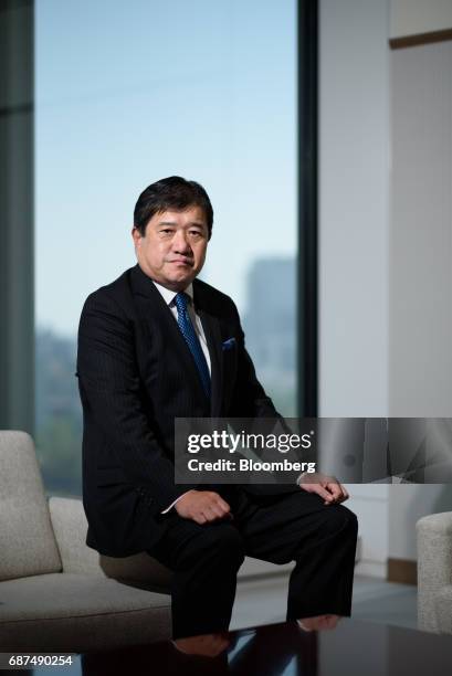 Tatsuo Yasunaga, president and chief executive officer of Mitsui & Co., poses for a photograph in Tokyo, Japan, on Tuesday, May 23, 2017. Mitsui aims...