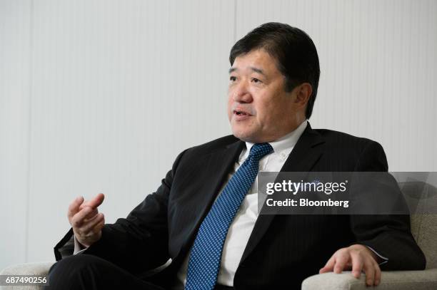 Tatsuo Yasunaga, president and chief executive officer of Mitsui & Co., speaks during an interview in Tokyo, Japan, on Tuesday, May 23, 2017. Mitsui...