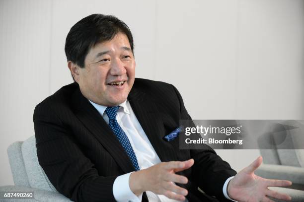 Tatsuo Yasunaga, president and chief executive officer of Mitsui & Co., speaks during an interview in Tokyo, Japan, on Tuesday, May 23, 2017. Mitsui...