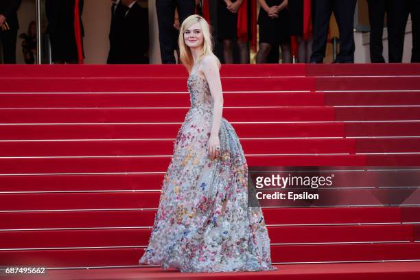 Elle Fanning attends the 70th Anniversary of the 70th annual Cannes Film Festival at Palais des Festivals on May 23, 2017 in Cannes, France.