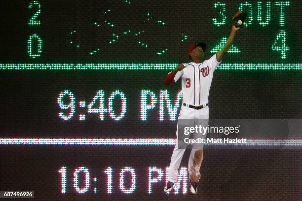 Michael Taylor of the Washington Nationals makes a catch to get out Jean Segura of the Seattle Mariners , for the third out of the sixth inning at...